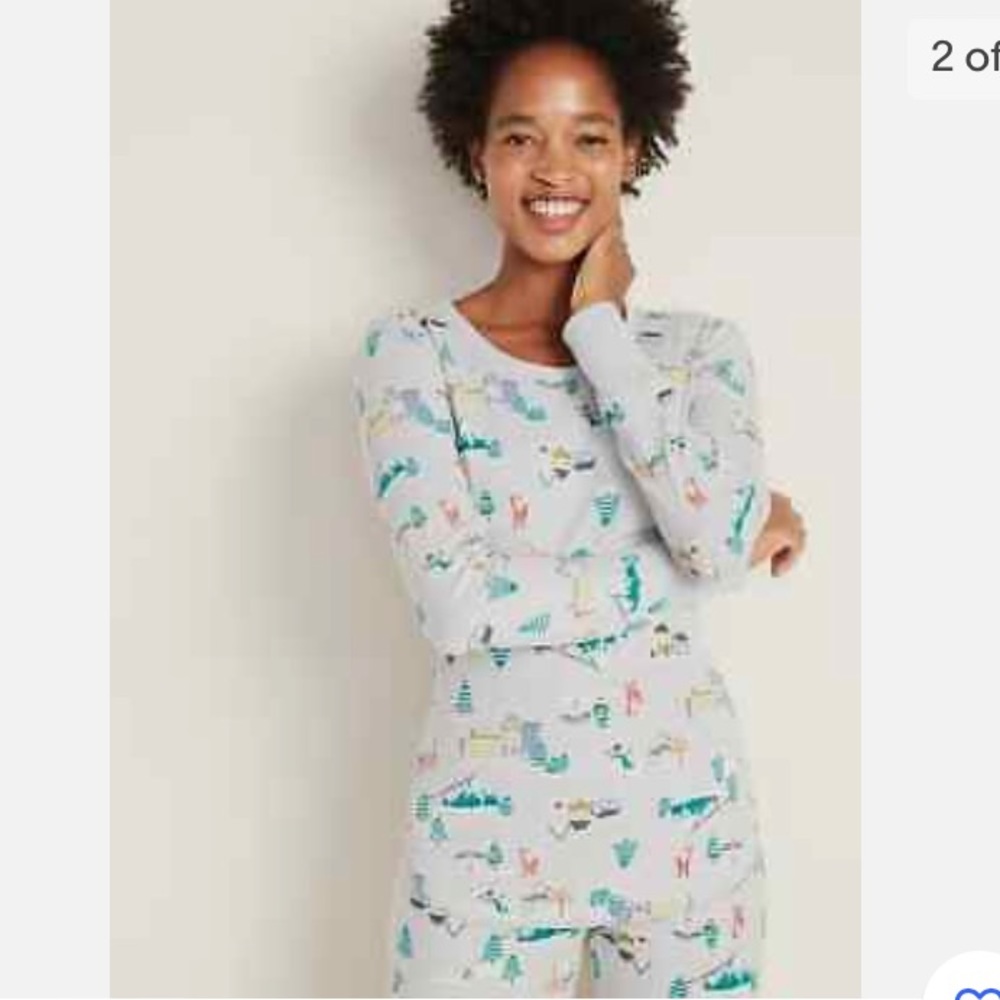 old navy gray waffle Christmas thermal Medium